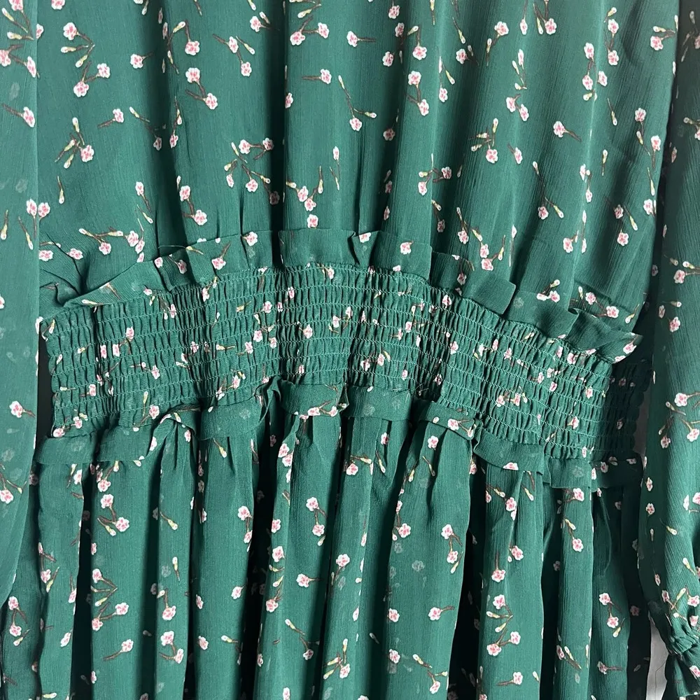 Y.A.S Grace Green Ditsy Floral Long Sleeve Smocked Skater Dress Size XL - Image 11