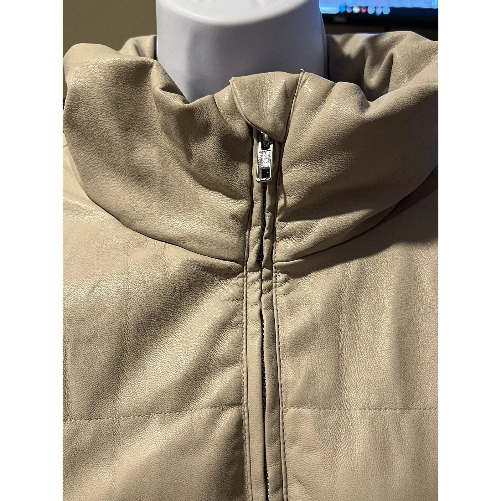 Saunders Faux Leather Puffer Jacket Size M Size M - Image 12