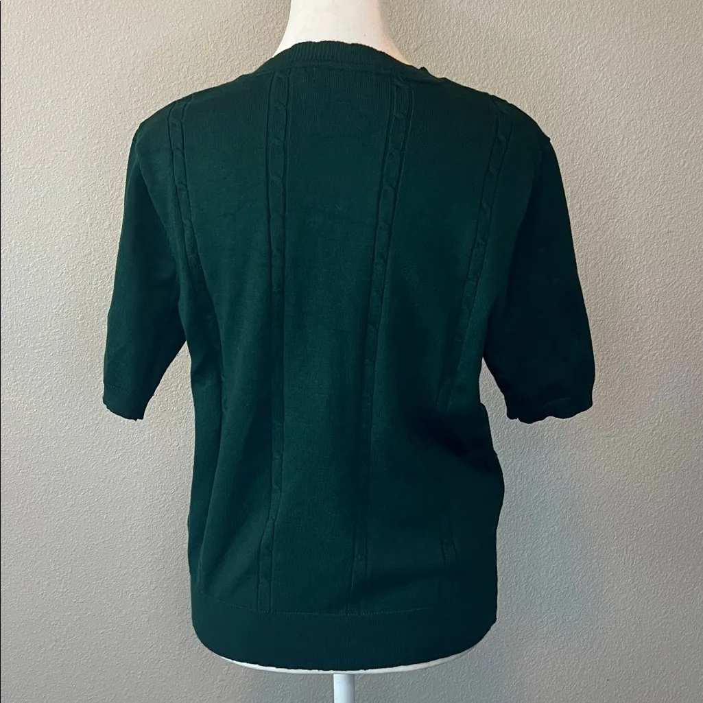 Urban Coco Cable Knit Short Sleeve Cardigan Green Size Medium - Image 3