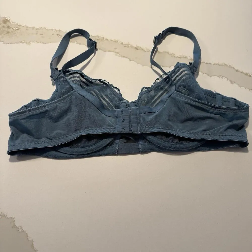 Cacique Blue Lace Bra 44C Underwire Unlined Balconette - Image 5