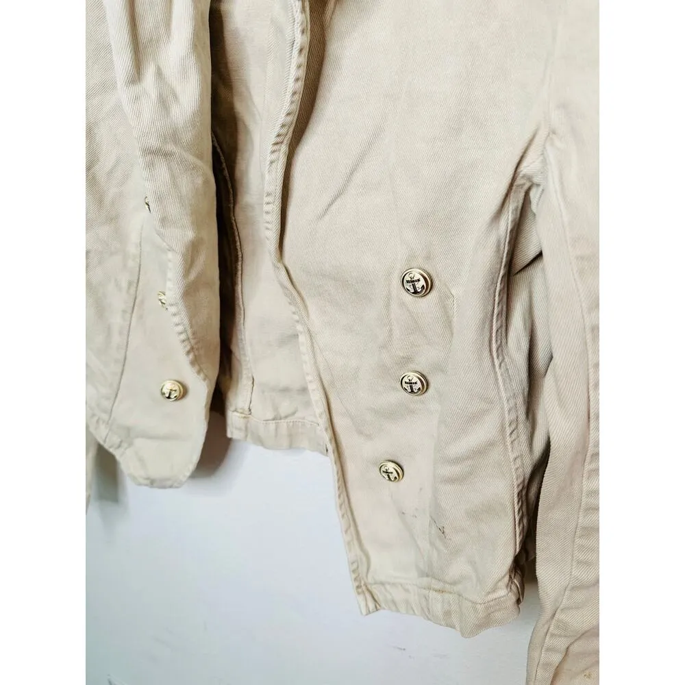 L’AGENCE Off-White 100% Cotton Structured Double-Breasted Wayne Jacket Blazer M - Image 7