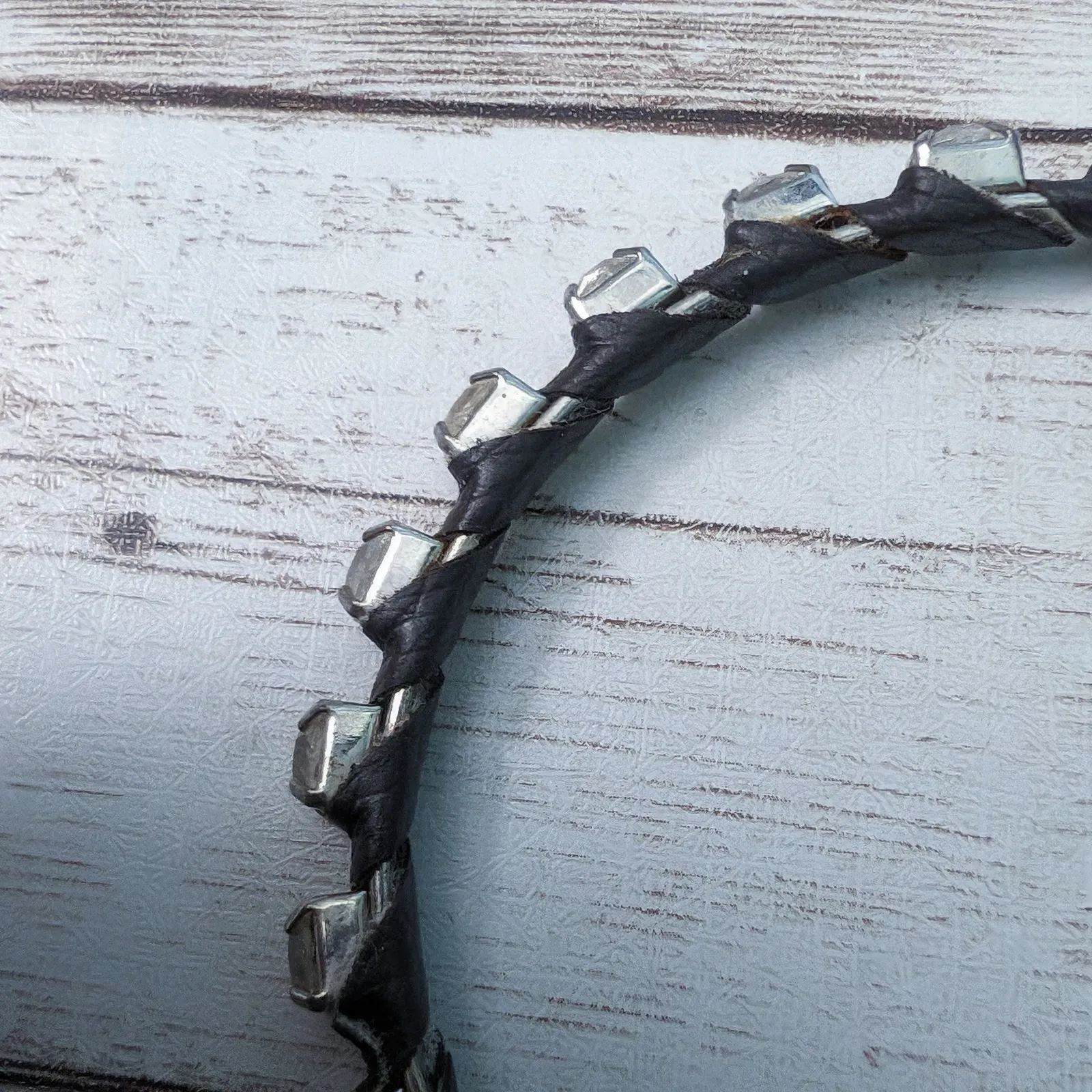 Clear Gem & Silver Tone & Black Bracelet - Image 11