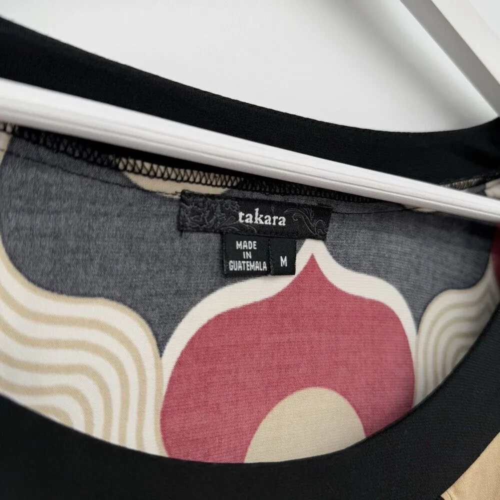 Takara  Multicolor Geometric Blouse Tie Size Medium Y2k Style - Image 4