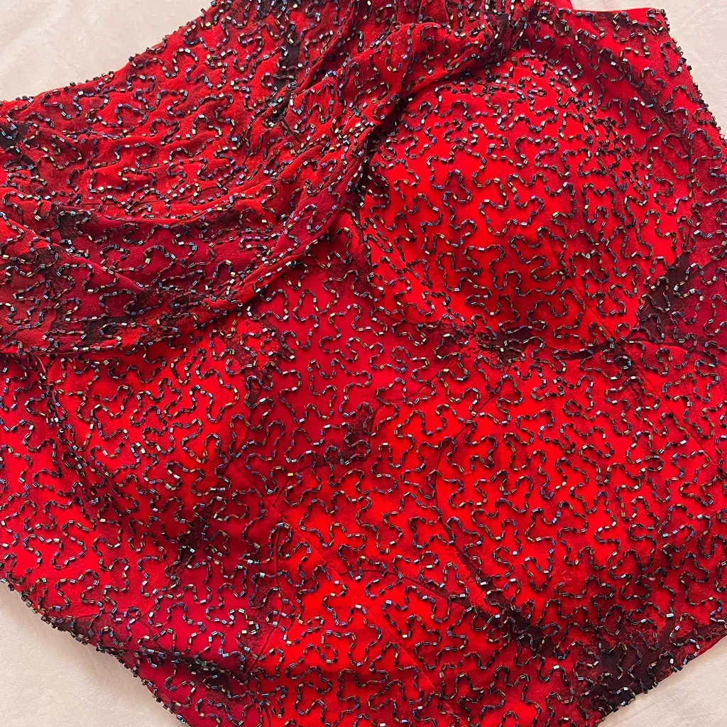 Cache  Red and Black Beaded Top - Image 4