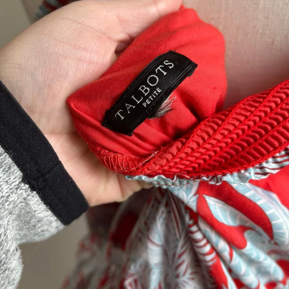 Talbots Red Summer Oasis Plam Voile Fit & Flare Dress Size 12 - Image 7
