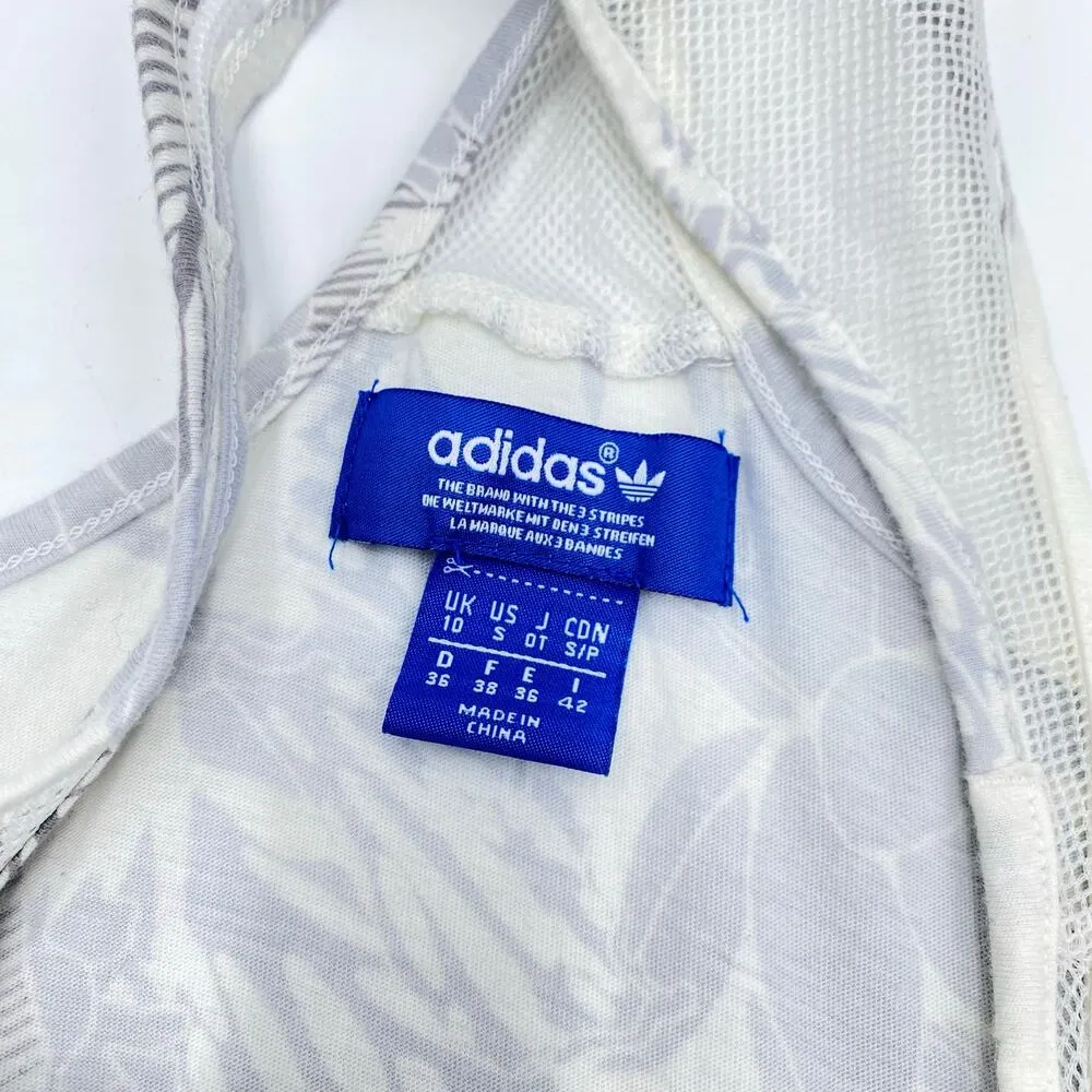 Adidas Women's Grey Floral Graphics Trefoil Embroidered Racerback Tank Size S - Image 3