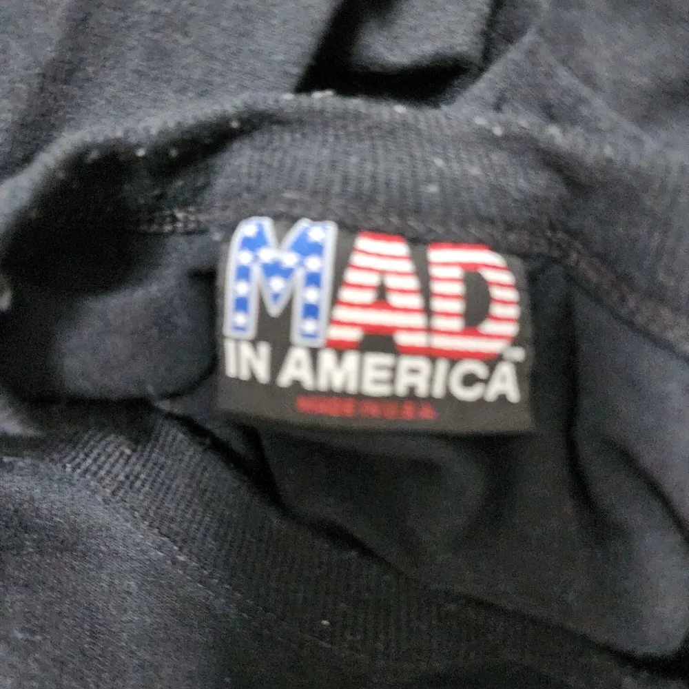 Vintage Mad In America 90s Black Floral Graphic Cropped Tee Size Small - Image 5