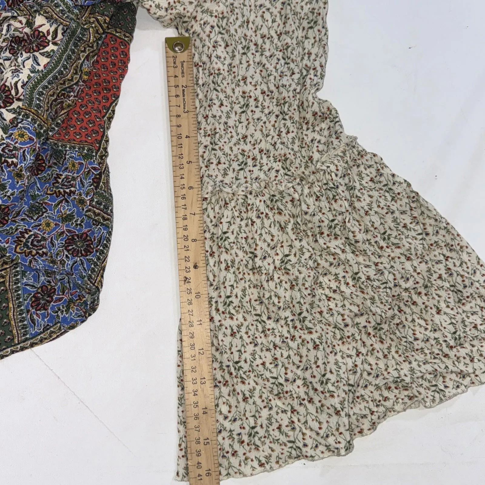 Three Bird Nest Gypsy Hippie Bell Sleeve Jaded Floral Boho Peasant Blouse Top Sm - Image 15