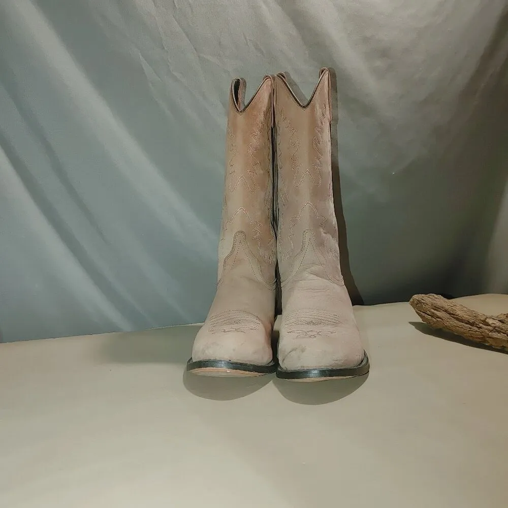 Cowboy Boots Leather Light Tan Western Country Rodeo Embroidered Design India 9. Size 9.5 - Image 10
