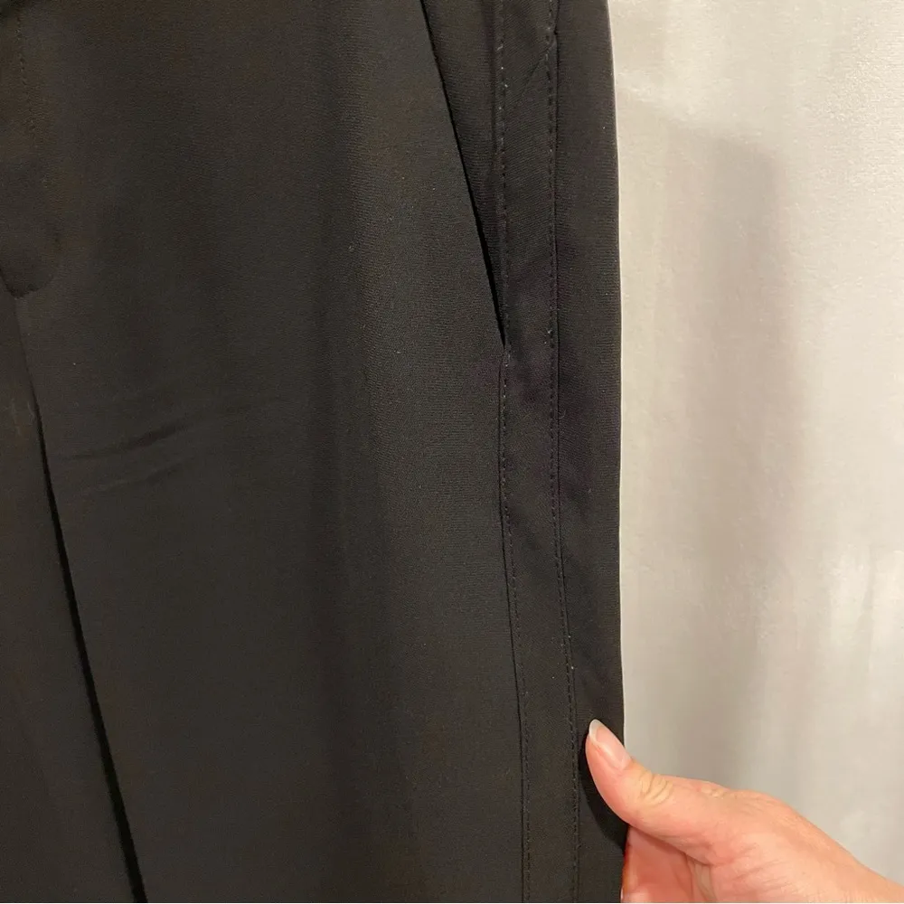 Vintage Lord & Taylor wide leg flowy luxury dressy pants black tuxedo stripe - Image 9