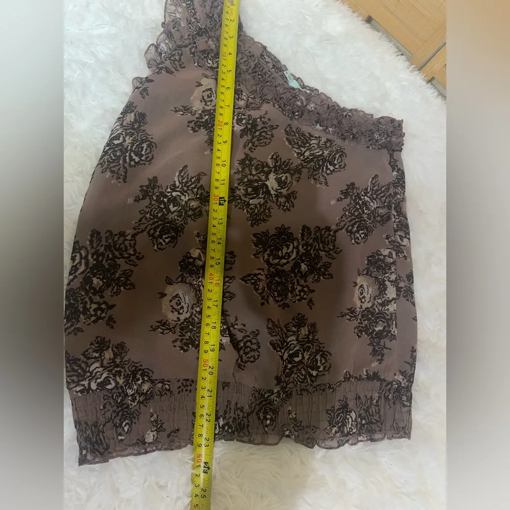 Maurice’s purple one-shoulder ruffle  floral top sleeveless blouse shirt M - Image 7