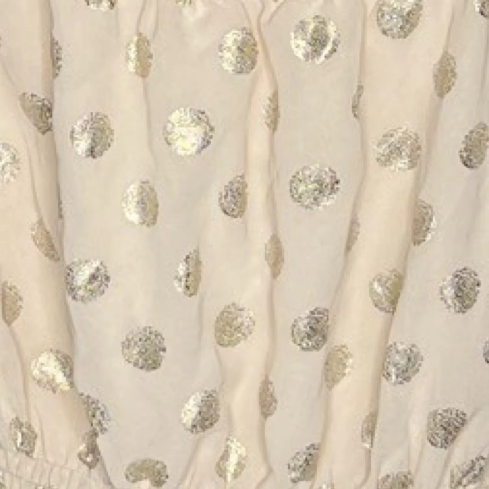 Mi Ami Shirt Womens Large Cream Shimmer Polka‎ Dots Peplum Boho Bohemian Casual - Image 6