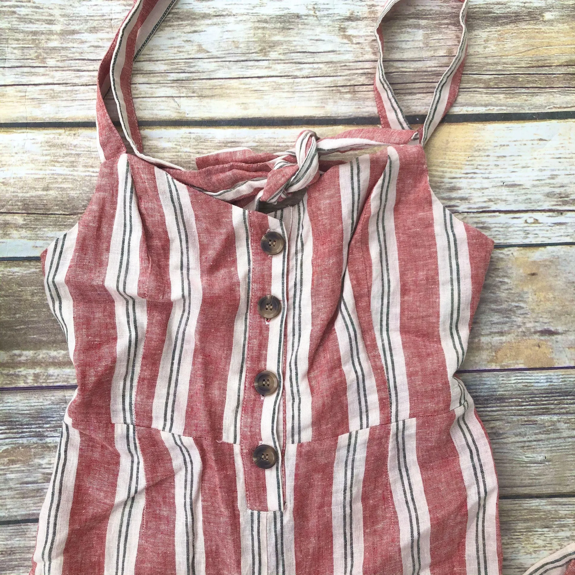 Pink Striped Linen Jumpsuit - Image 6