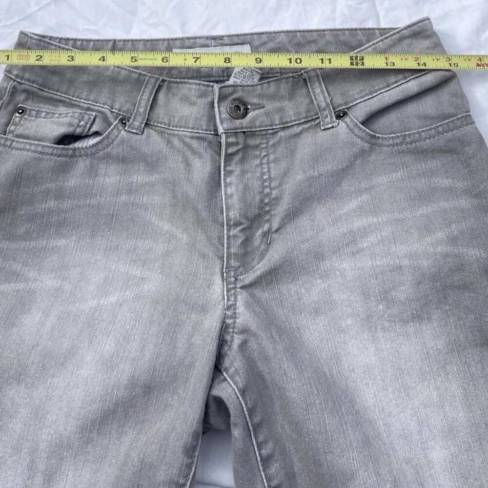 CHICO'S PLATINUM Barely Flare Gray Embellished Stretch Denim Jeans Size 0 - Image 4