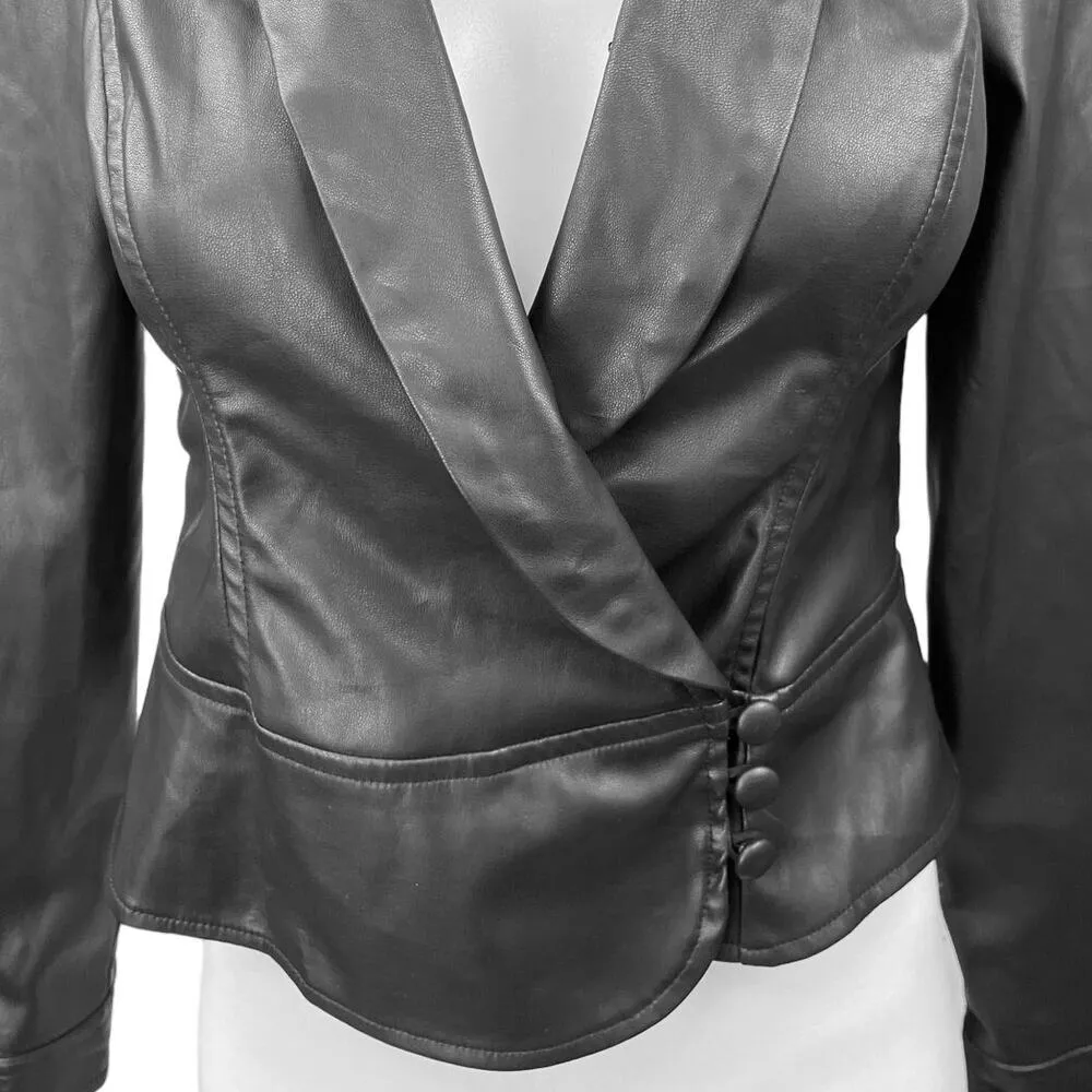 NEW Heartloom Palma Black Faux Vegan Leather Blazer Coat Moto Jacket Top Size XS - Image 3
