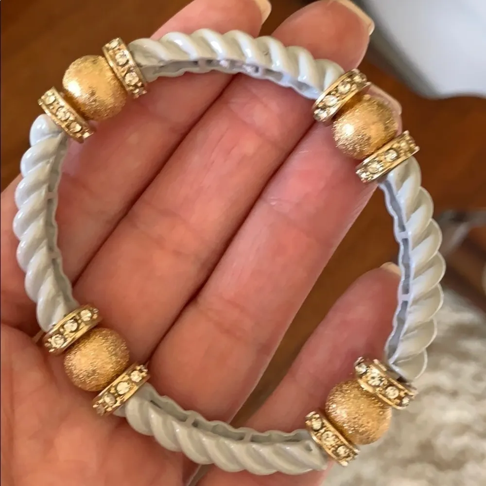 Stretchy Grey & Black Twist Bracelets with Gold Tone & Faux Diamond Accents (2) - Image 2