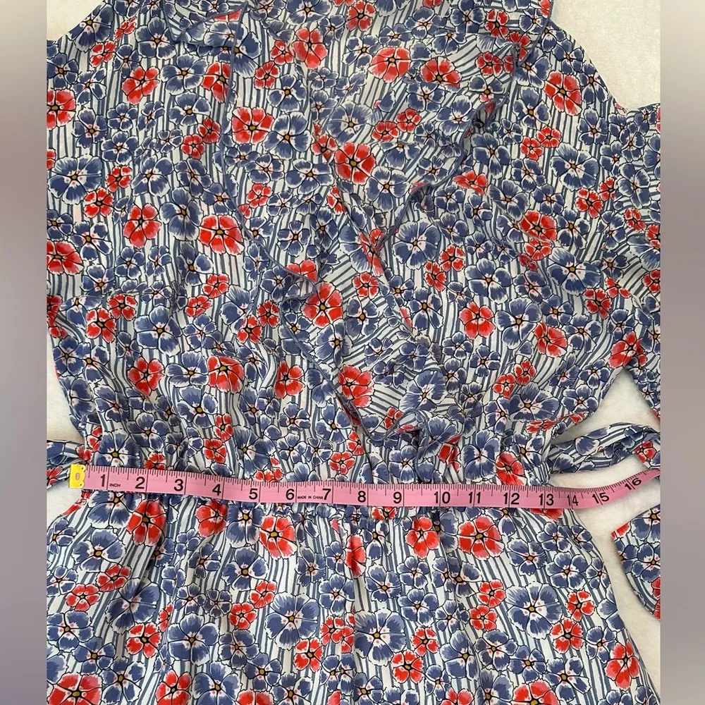 Pepe Jeans Summer Blue and Red Floral Romper with Ruffled Hem - Image 8