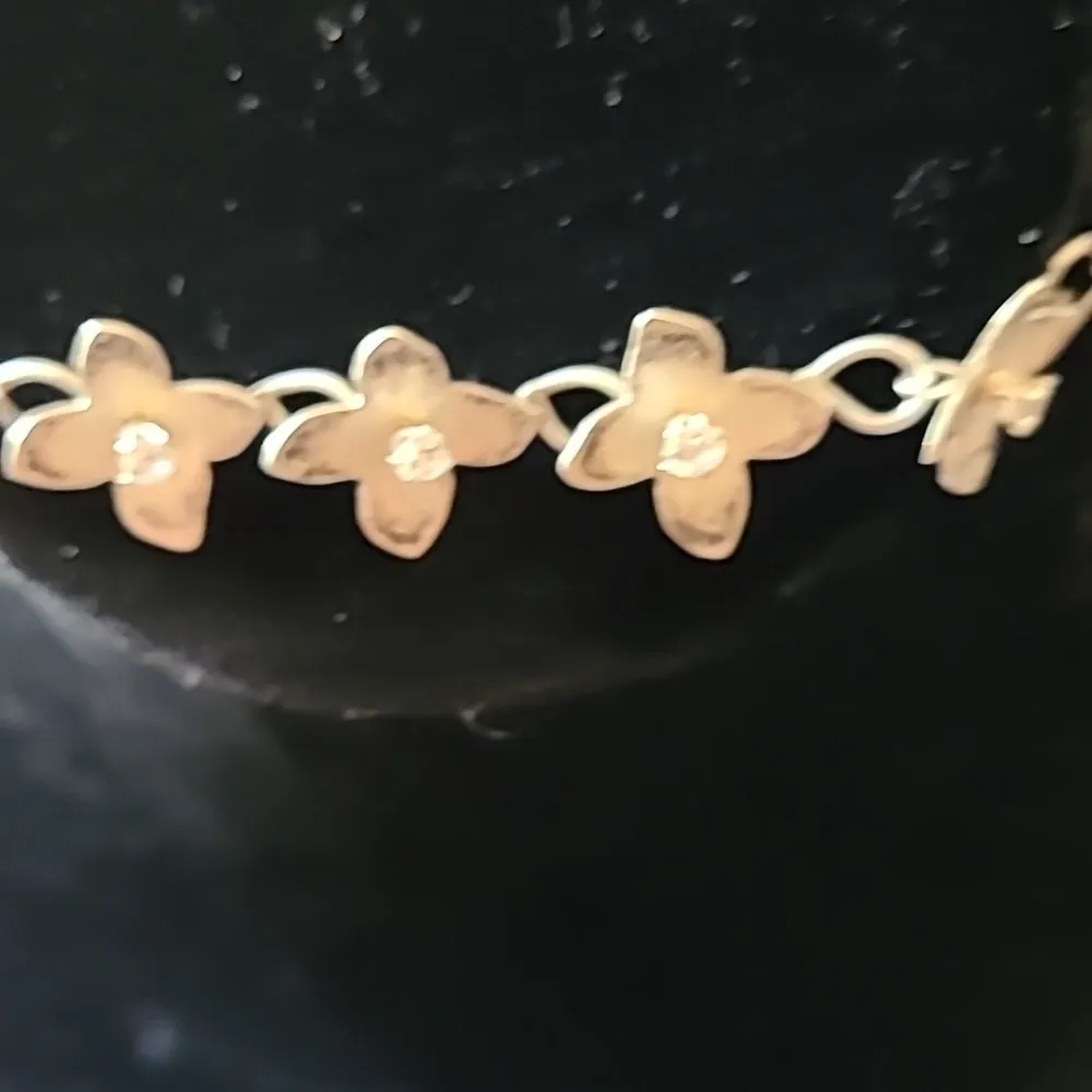 Sterling Silver & Crystals Hand Crafted Choker Necklace - Image 2