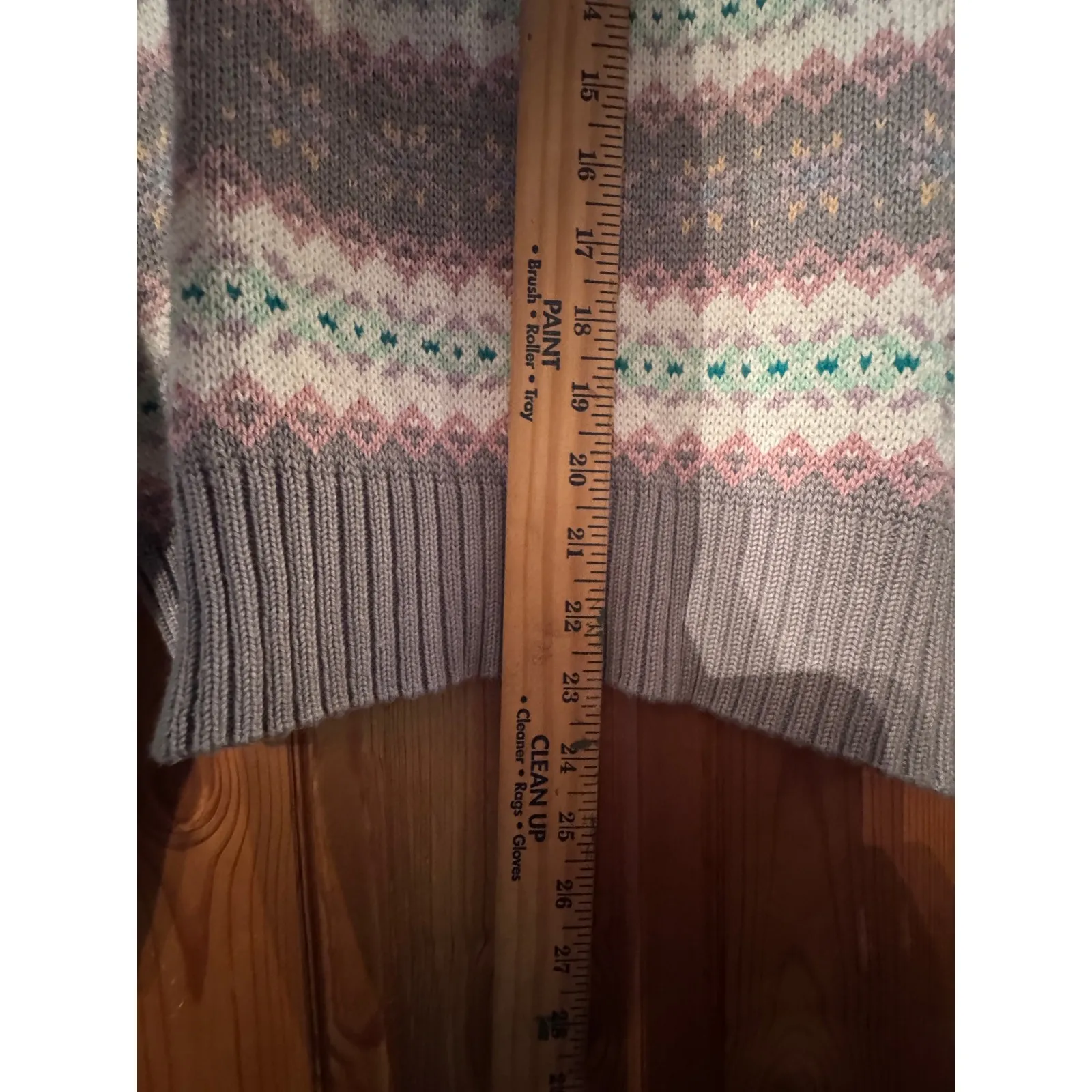 VTG REI Fair Isle Knit Sweater Crewneck Long Sleeve Gray Pink Green Size L Size L - Image 4