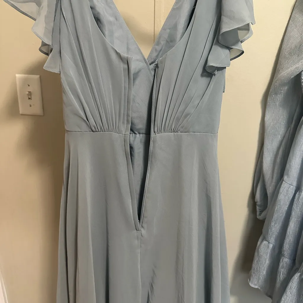 David’s Bridal Dusty Blue DayDream Dress with Flutter Sleeve Full Skirt size 0 - Image 11