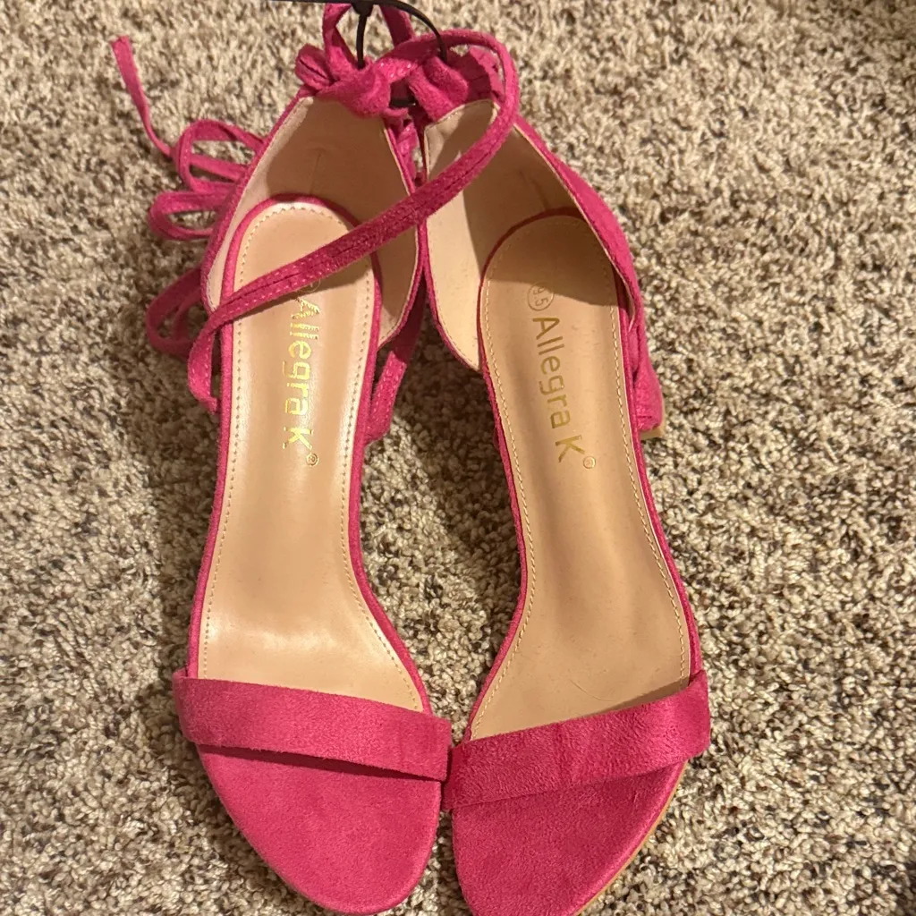 Pink Suede Block Heels - Image 2