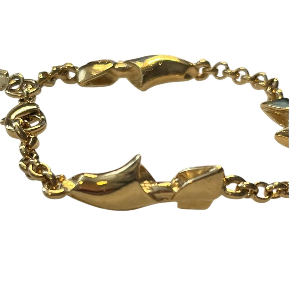 Salvatore Ferragamo Shoe Charm Bracelet Gold Tone Chunky 1980s Italy Signed - Image 8
