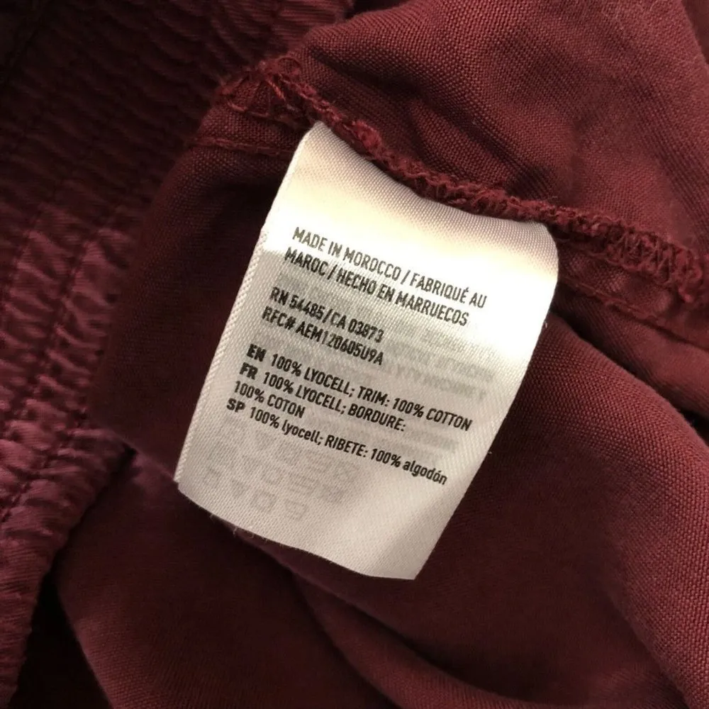 American Eagle Womens Jacket Chambray Full Zip Pockets Burgundy XS - Image 4