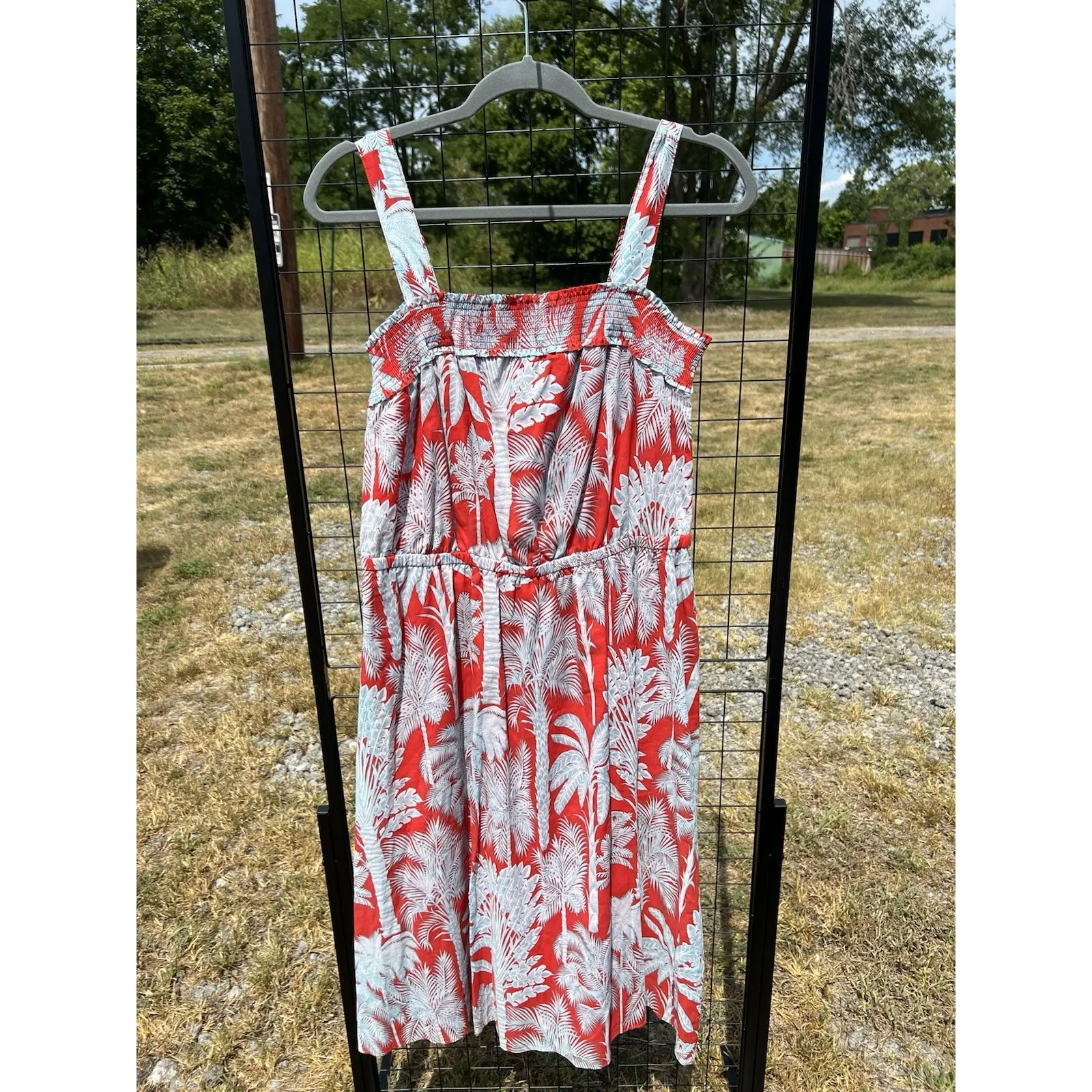 Talbots Womens Oasis Palm Voile Fit & Flare Lightweight Cotton Dress Sz‎ 12P NWT - Image 2