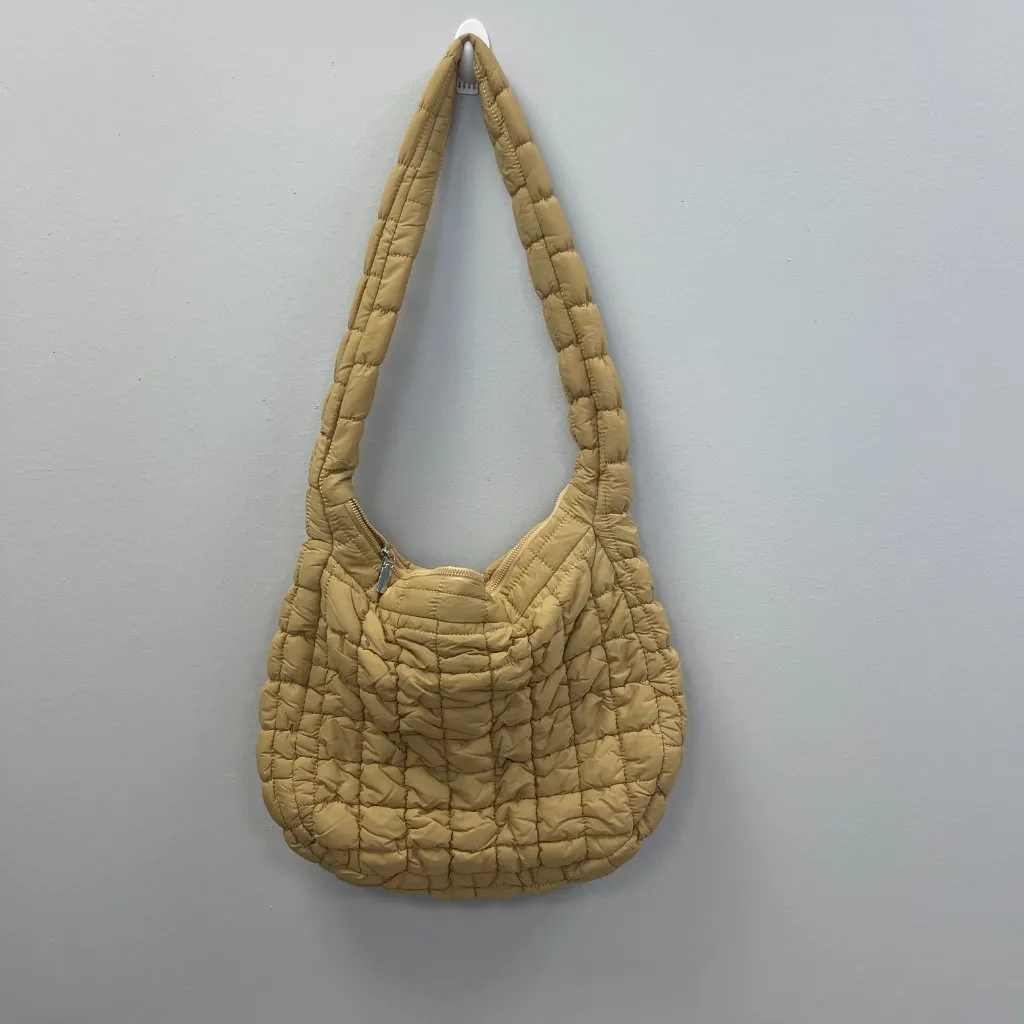 Quilted Crossbody/Shoulder Bag w/ Zipper Closure in Taupe - Image 2