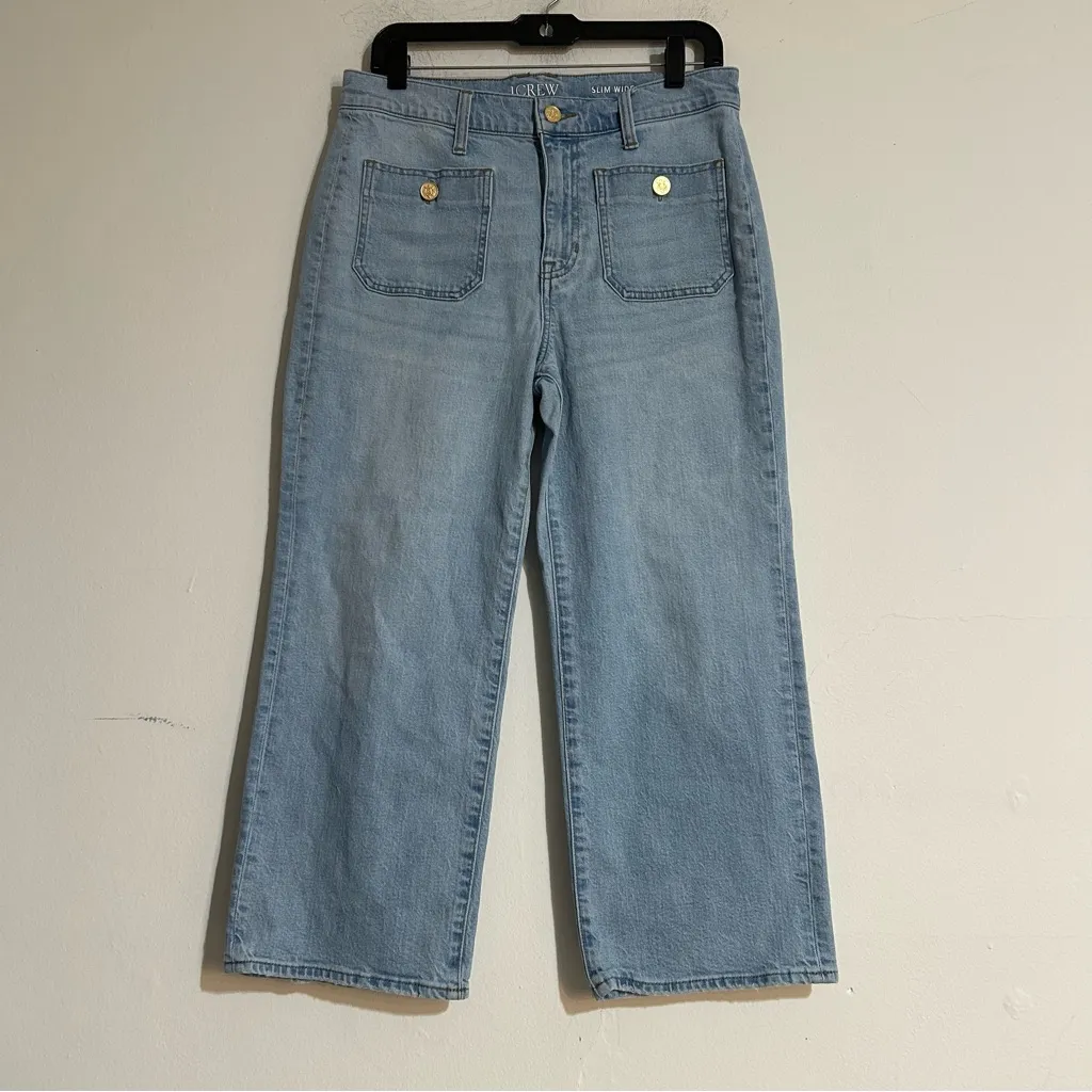 J. Crew Sailor Slim Wide-Leg Jeans in Clear Skies Wash Size 29 Petite - Image 2