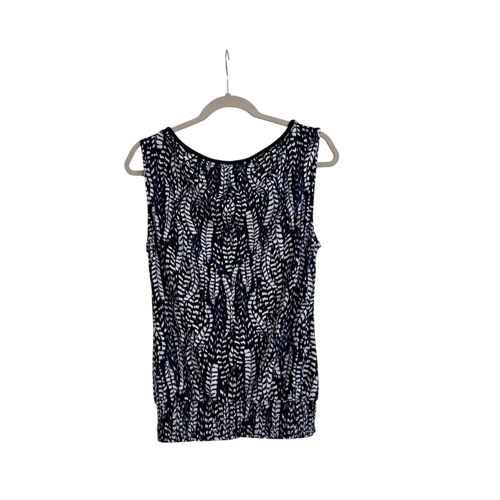 White House Black Market Blue V-neck Ruched Bottom Tank Top Size Women's Medium - Image 2