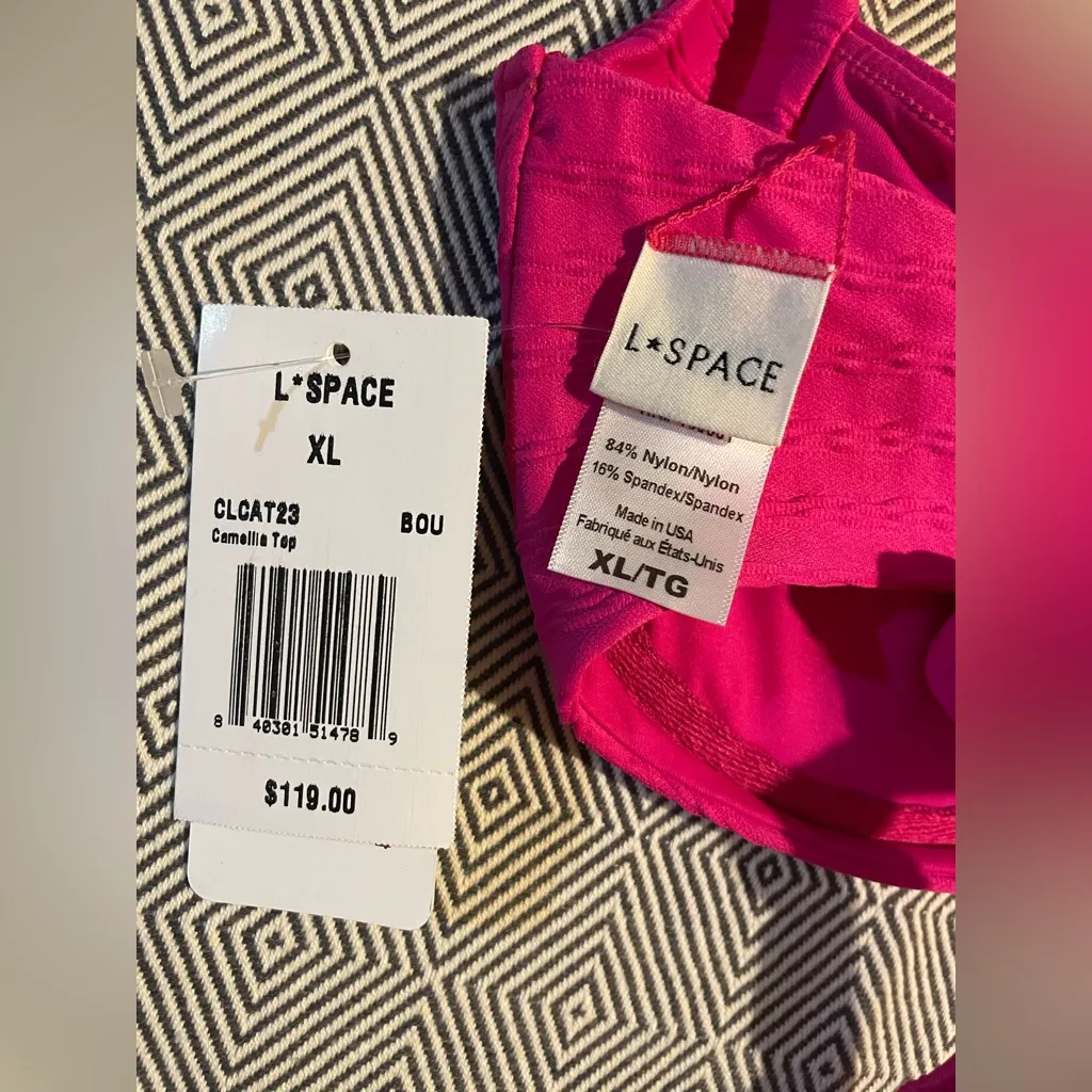 L*Space - Chain Link Camellia Bikini Top | Pink Bougainvillea - NWT - XL | $119 - Image 8