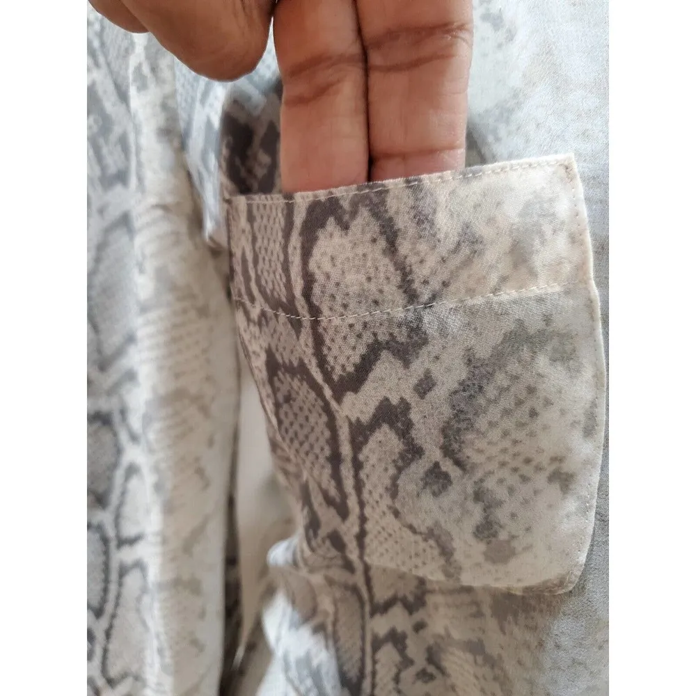 Old Navy Women's Snake Skin Print Button Front Drawstring Waist Shirt Dress XS - Image 5