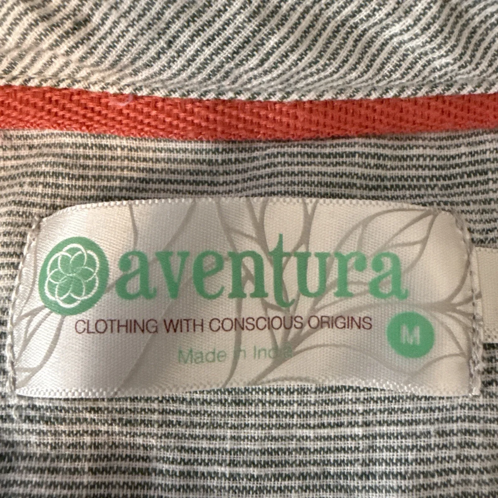 Aventura Womens Pinstripe Button Up Shirt Top Size M Green White Organic Cotton Size M - Image 9