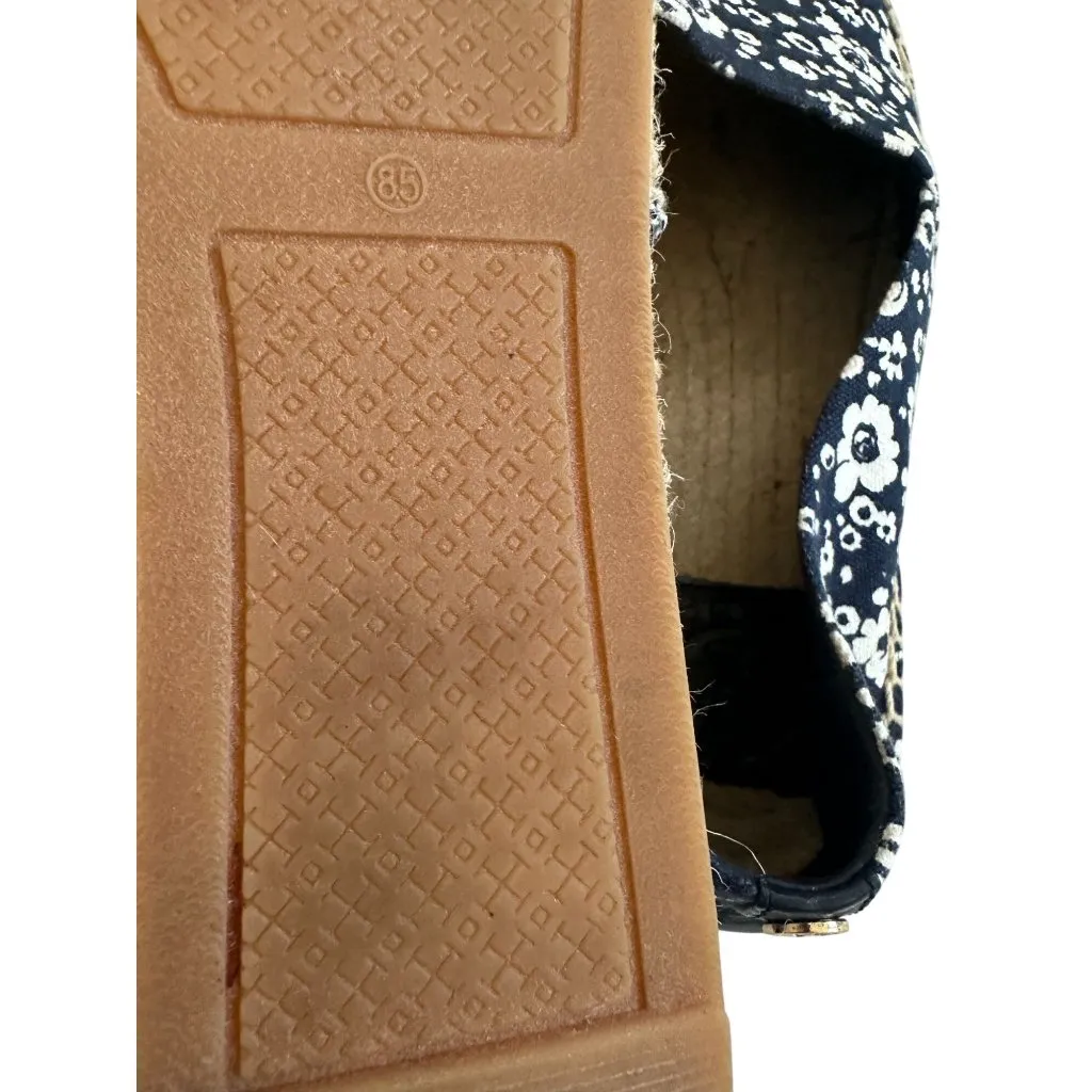 TORY BURCH Navy White Floral Espadrille Flats Size 8.5 - Image 7