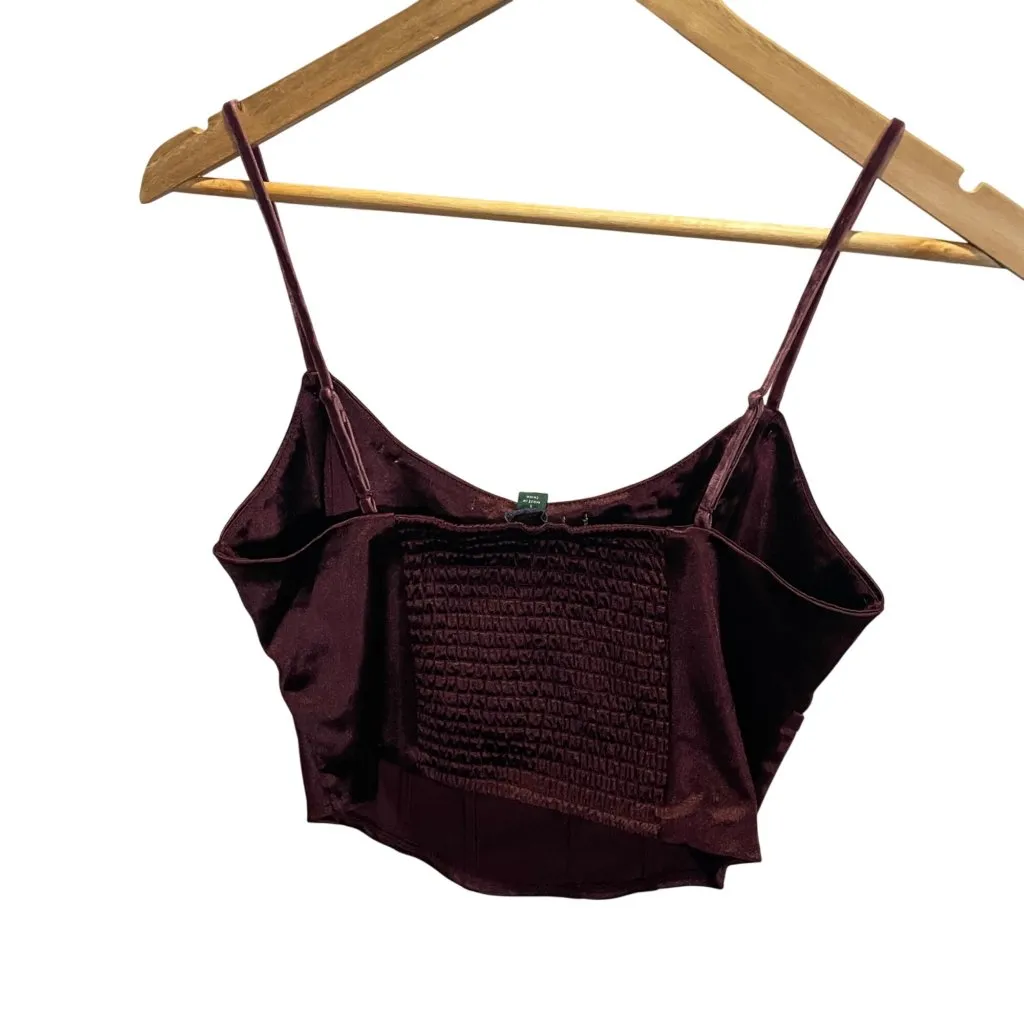 Wild Fable Burgundy Sleeveless Smocked Back Crop Top Size S Fairy Y2K - Image 5