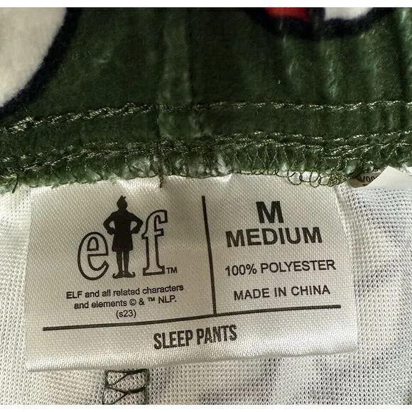 Buddy The Elf Movie Men's Size Medium Sleep Pajama Pants Green Drawstring - Image 3