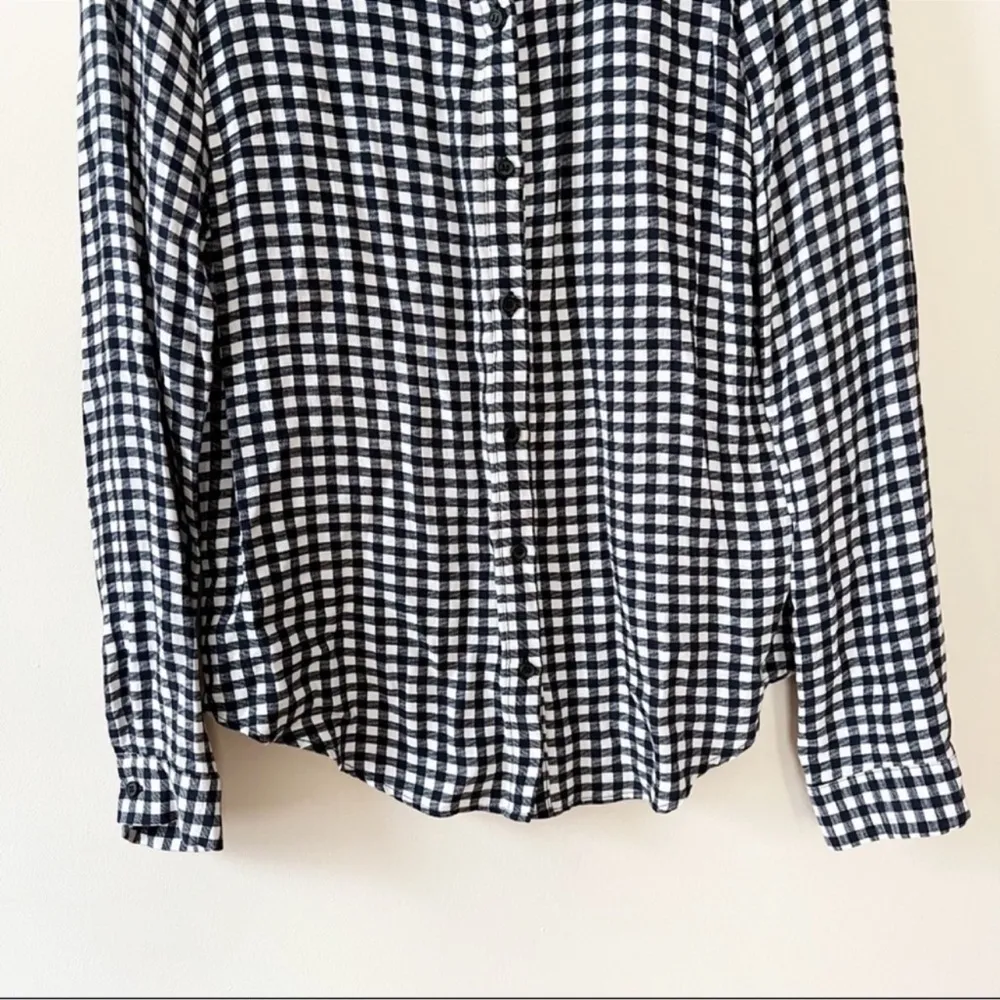 Topshop Plaid Print Button Down Top Long Sleeves Size 8 Blue/white Lightweight - Image 4