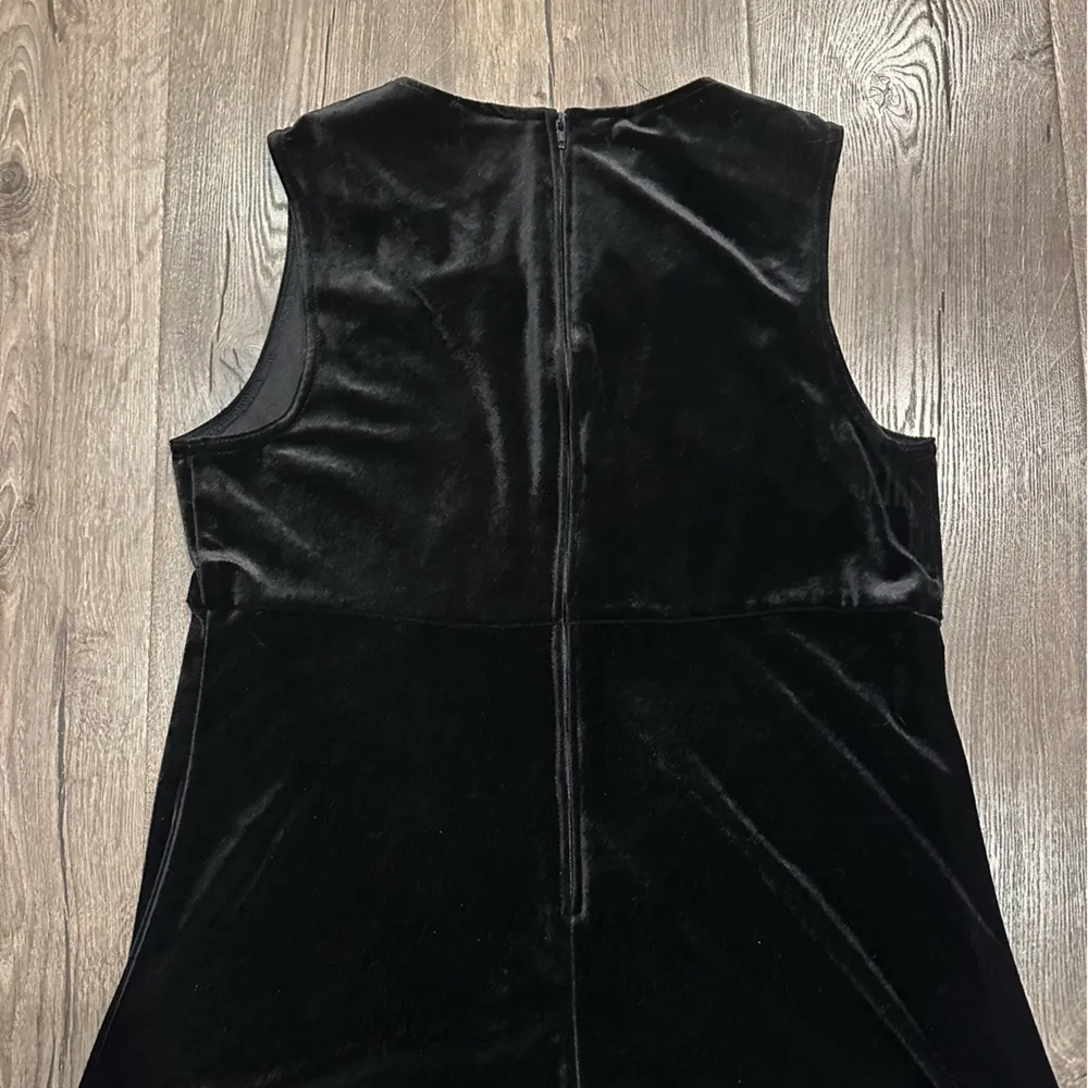 Vintage MOLLY MALLOY Dress 12 Velvet Velour Evening Sheath Maxi Black Whimsigoth - Image 4