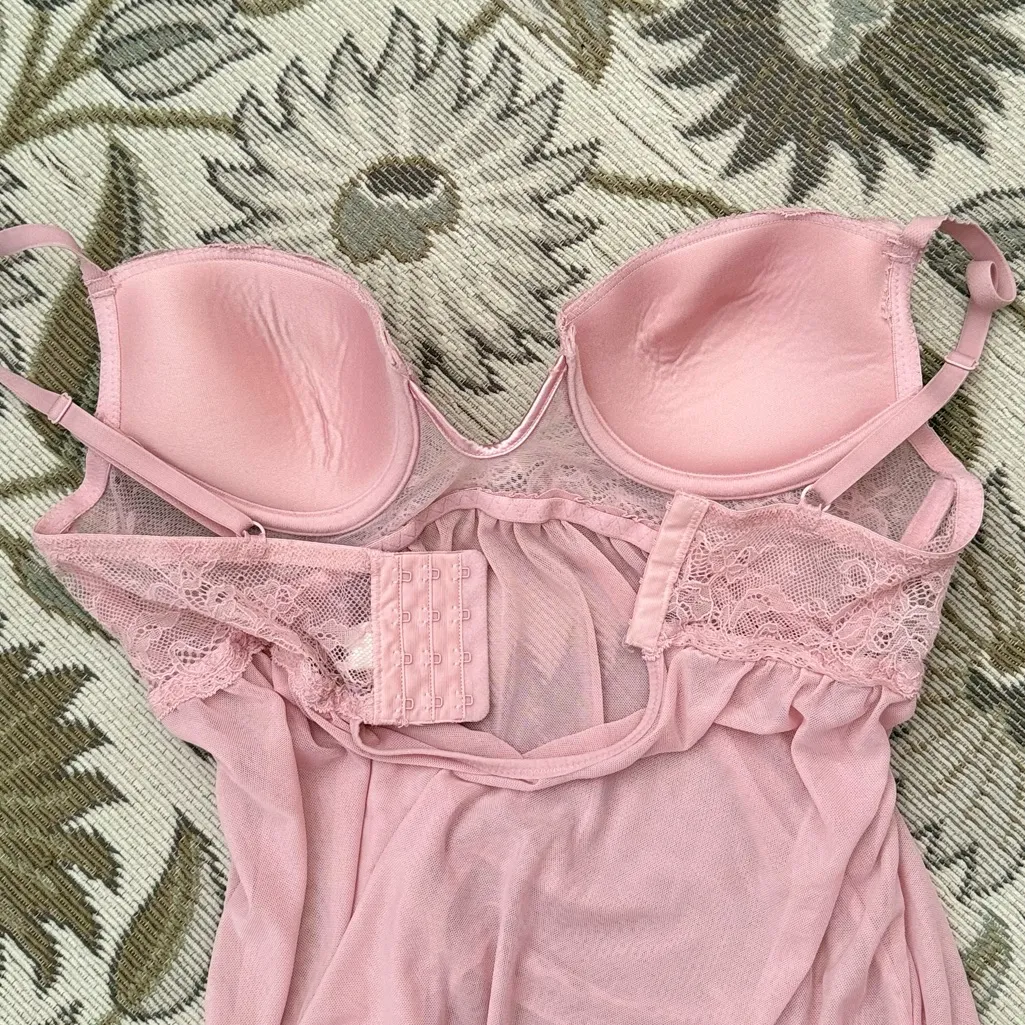 Jessica Simpson Nightie Chemise Babydoll Lingerie Nightgown Sheer Pink M Medium - Image 4