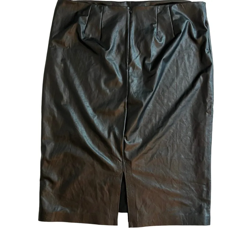 Eloquii Black Faux Leather Stretch Column Midi Skirt Size 22 Plus Never Worn - Image 3