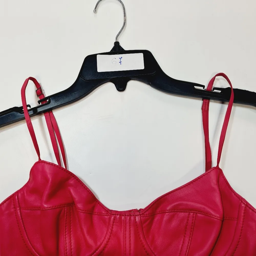 NBD Margarita Leather Top in Candy Pink - Image 11