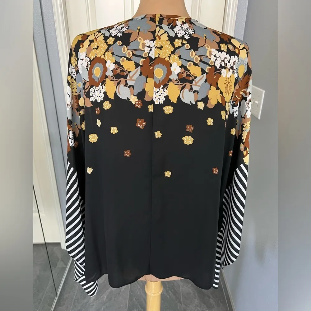 Bob Mackie‎ Wearable Art Striped Floral Kimono Cardigan - Image 5