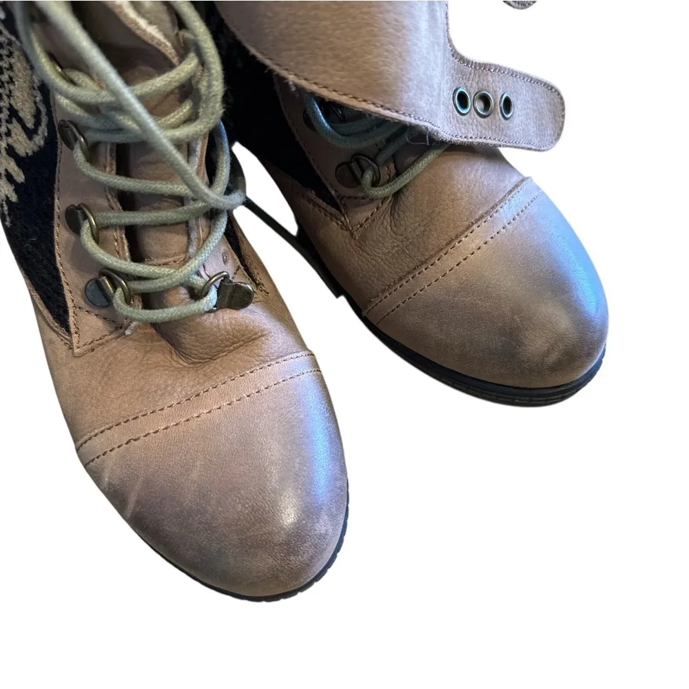 Kelsi Dagger Brown Ilya Womens Leather Block Heel Size 8 Mid Calf Sherpa Boots - Image 3