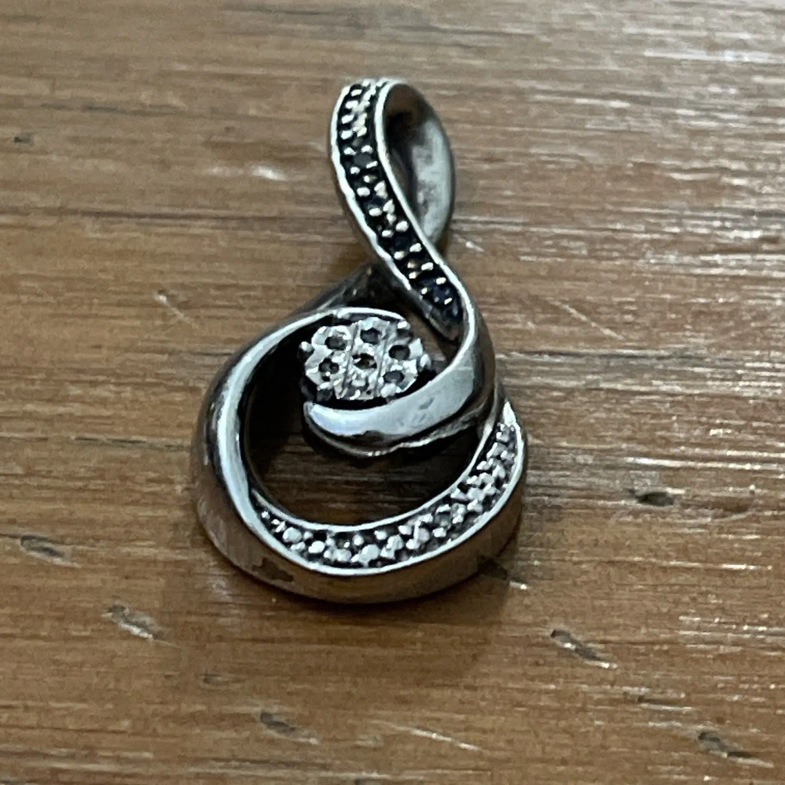 Sterling Silver an Diamond Infinity Knot Pendant for a Necklace - Image 2