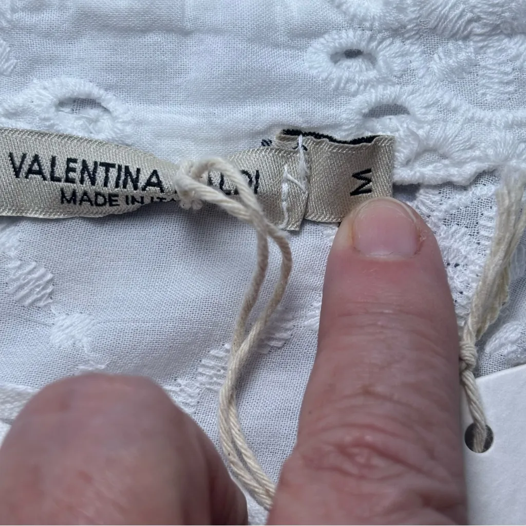 Valentina Naldi 100% cotton Medium Eyelet Dress Made In Italy NWT Embroidered White - Image 9