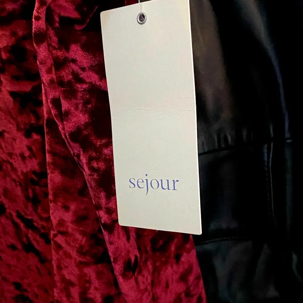 NWT♥️ Sejour Nordstrom Festive Burgundy Red Crushed Velvet Long Camisole/Tank 2X - Image 8