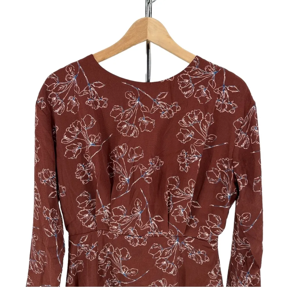 Dress Forum Brown Floral Print Back Slit Mini Dress size Medium NWT - Image 4