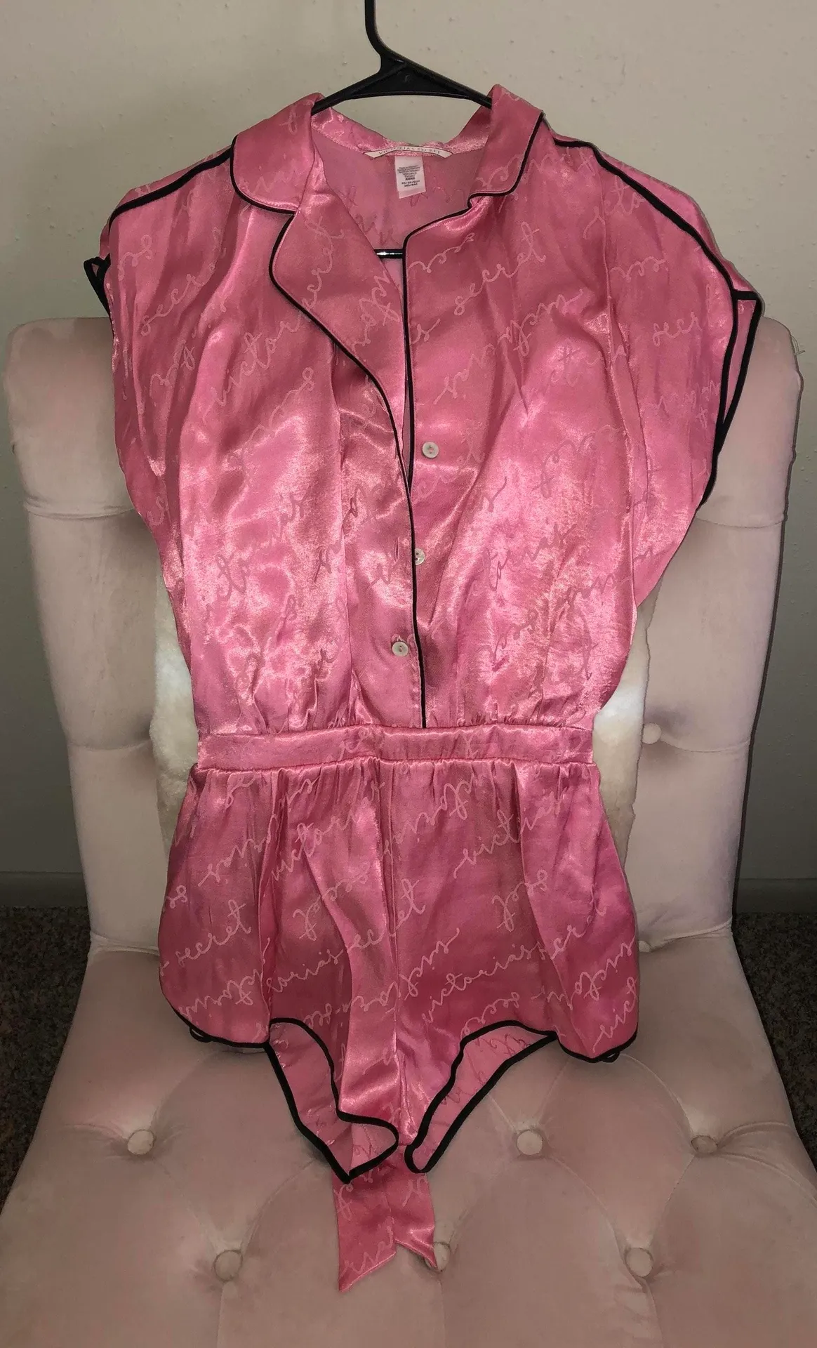 VS Satin Logo Sleep Romper - Image 4