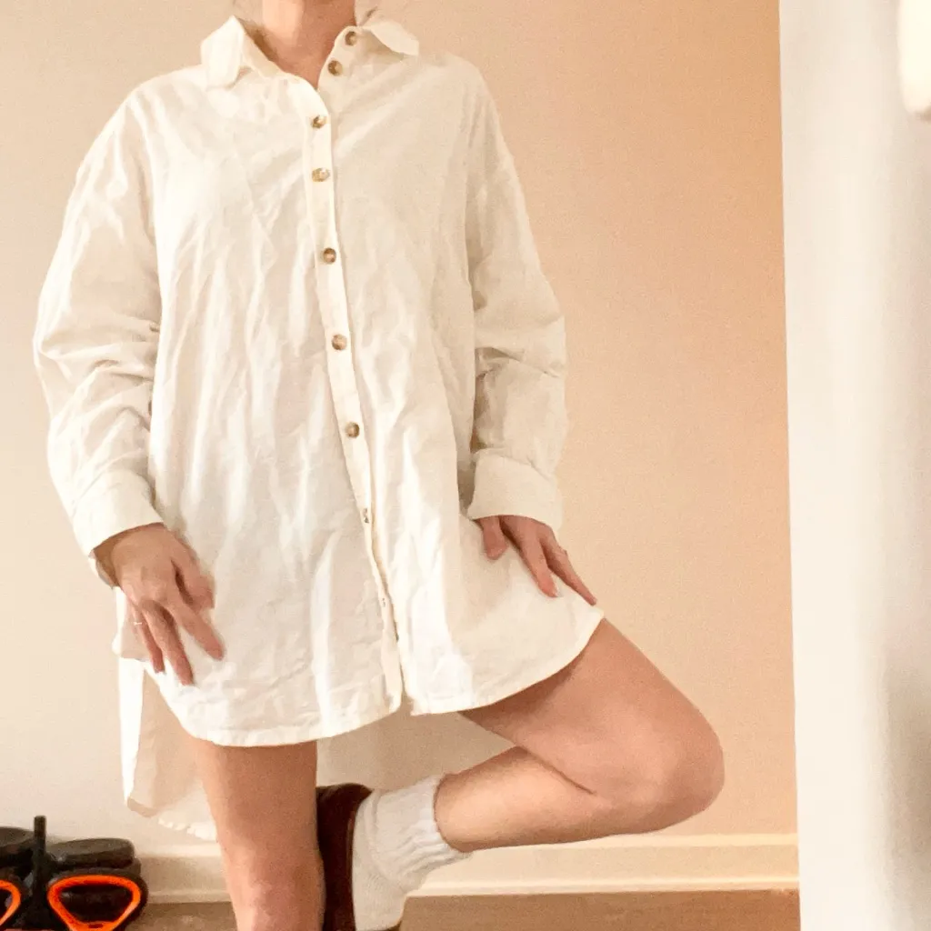 Bali  White Linen Button Down Tunic - Image 3